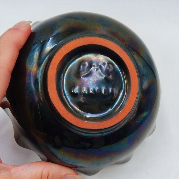 Blue Mountain Pottery Canada BMP Green Candy Nut Dish Bowl Ruffle Edge Scallop - Picture 5 of 9